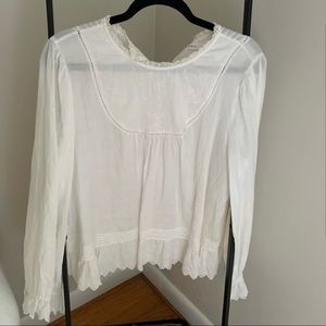 Doen white linen embroidered shirt